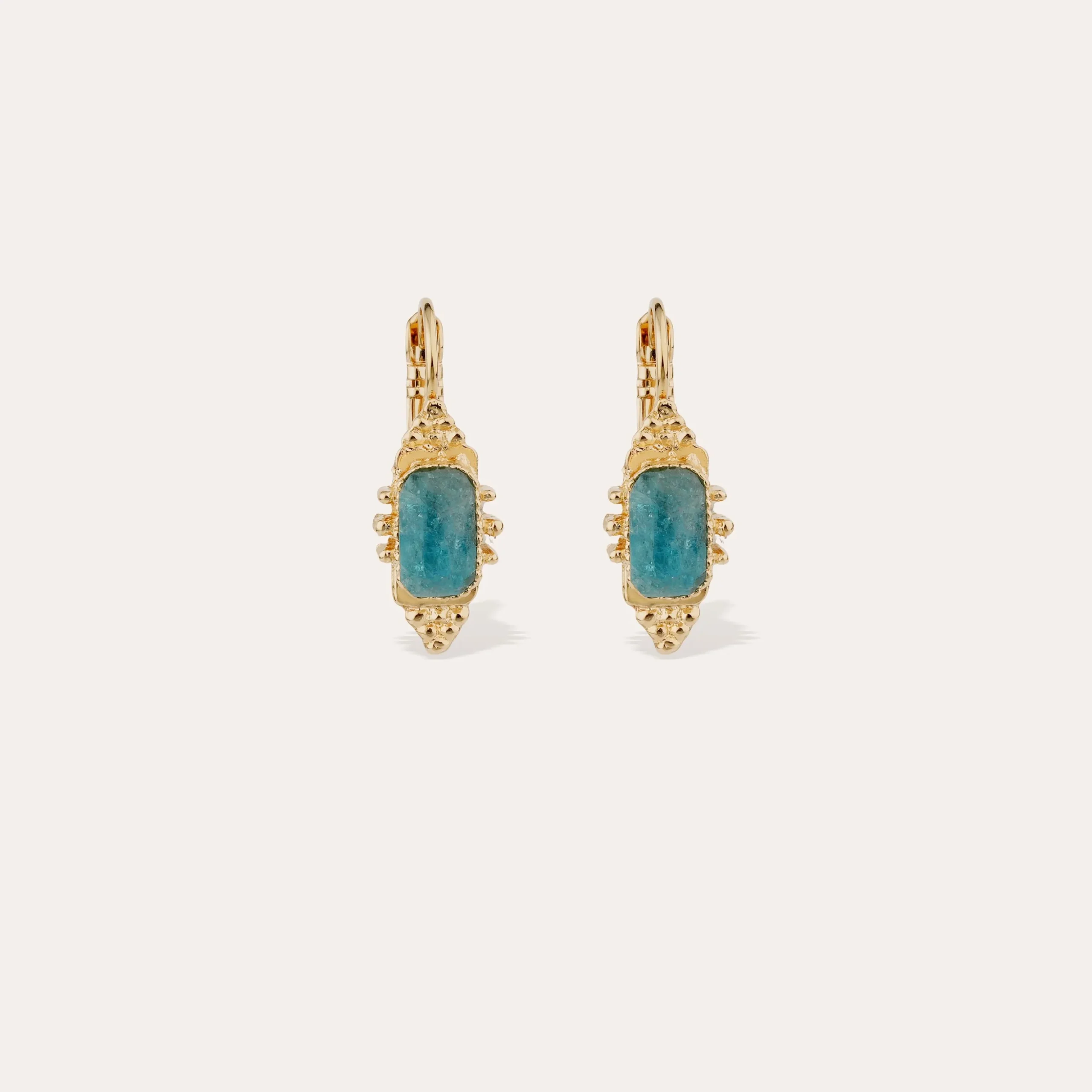 Boucles d'oreilles Serti Talisman petit modèle - Apatite bleue