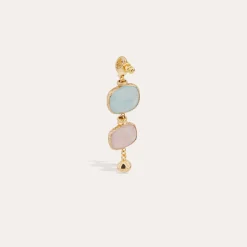 Boucles d'oreilles Silene petit modèle - Amazonite & Quartz rose