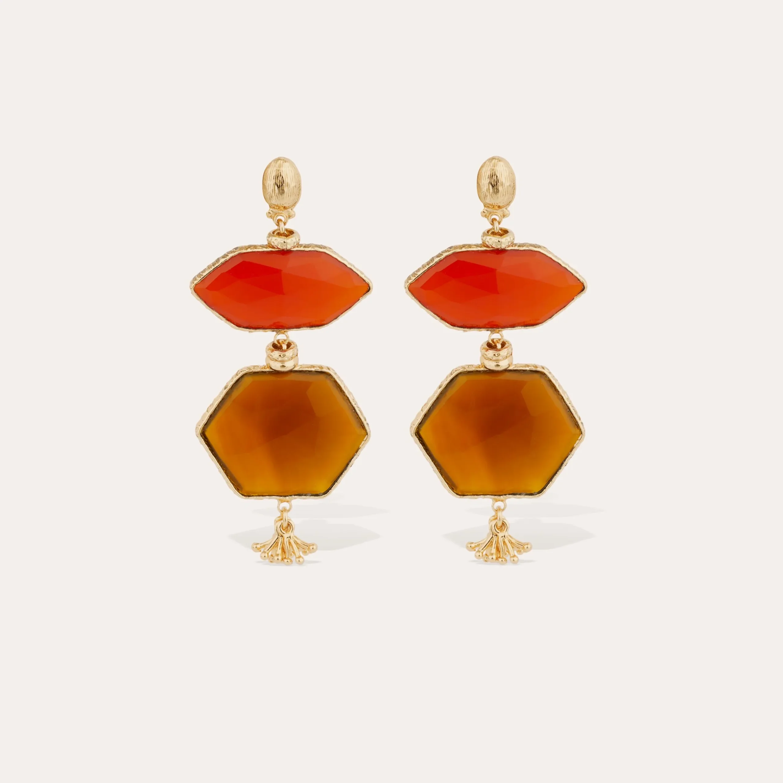 Boucles d'oreilles Silenza - Calcite rouge & jaune