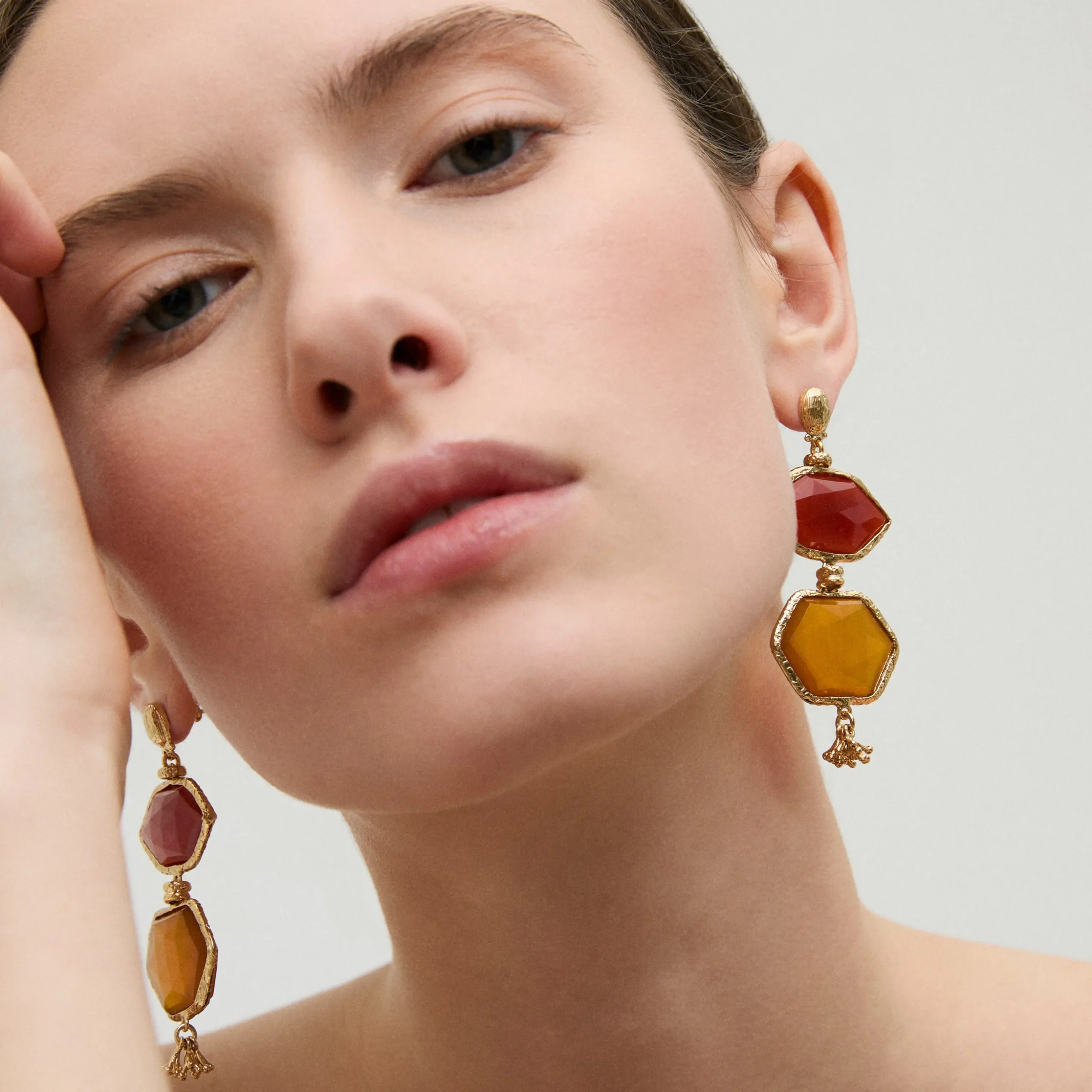 Boucles d'oreilles Silenza - Calcite rouge & jaune