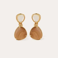Boucles d'oreilles Silia - Bois & Nacre blanche