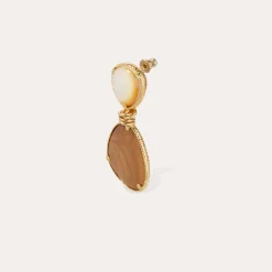 Boucles d'oreilles Silia - Bois & Nacre blanche