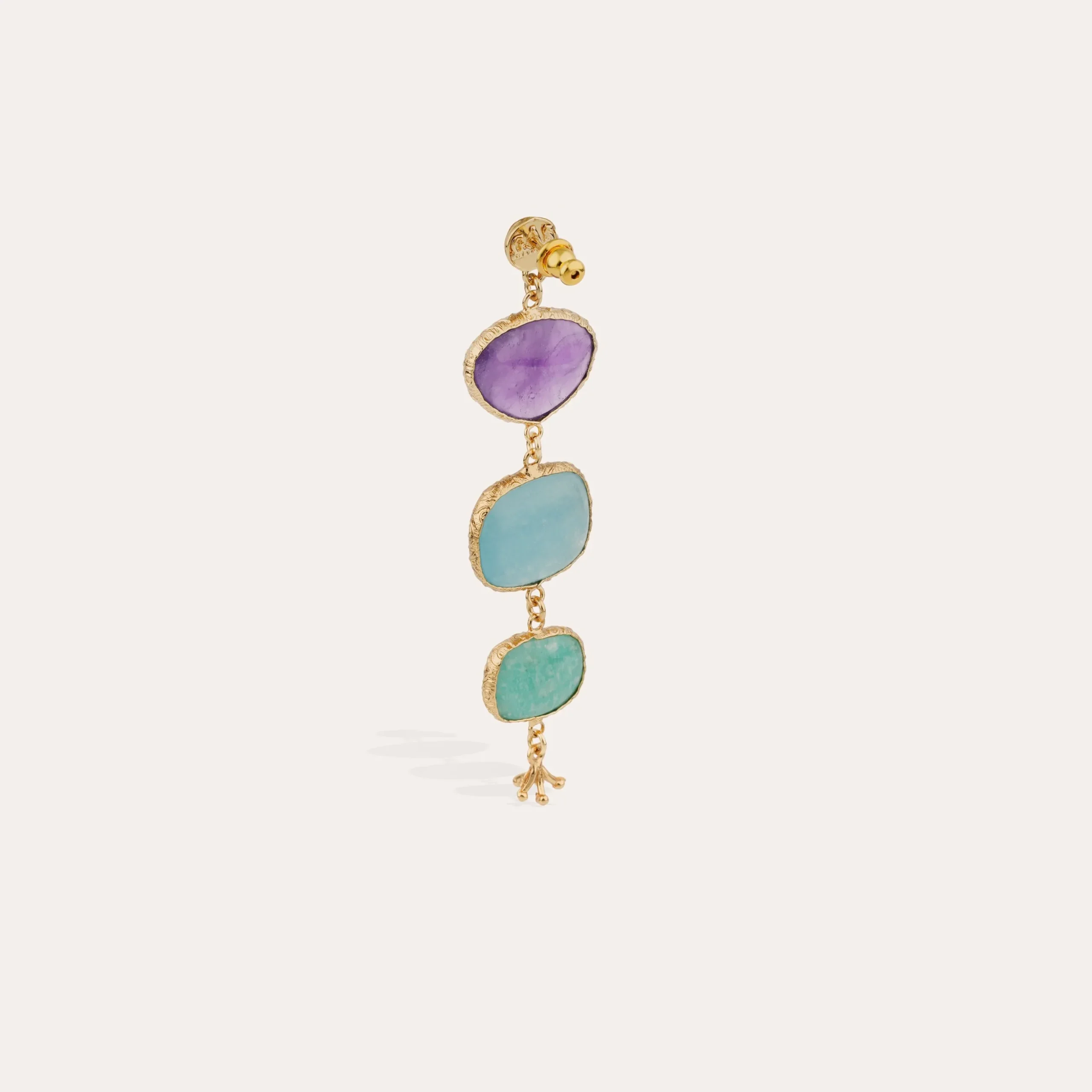 Boucles d'oreilles Silène - Améthyste, Amazonite & Quartz Bleu