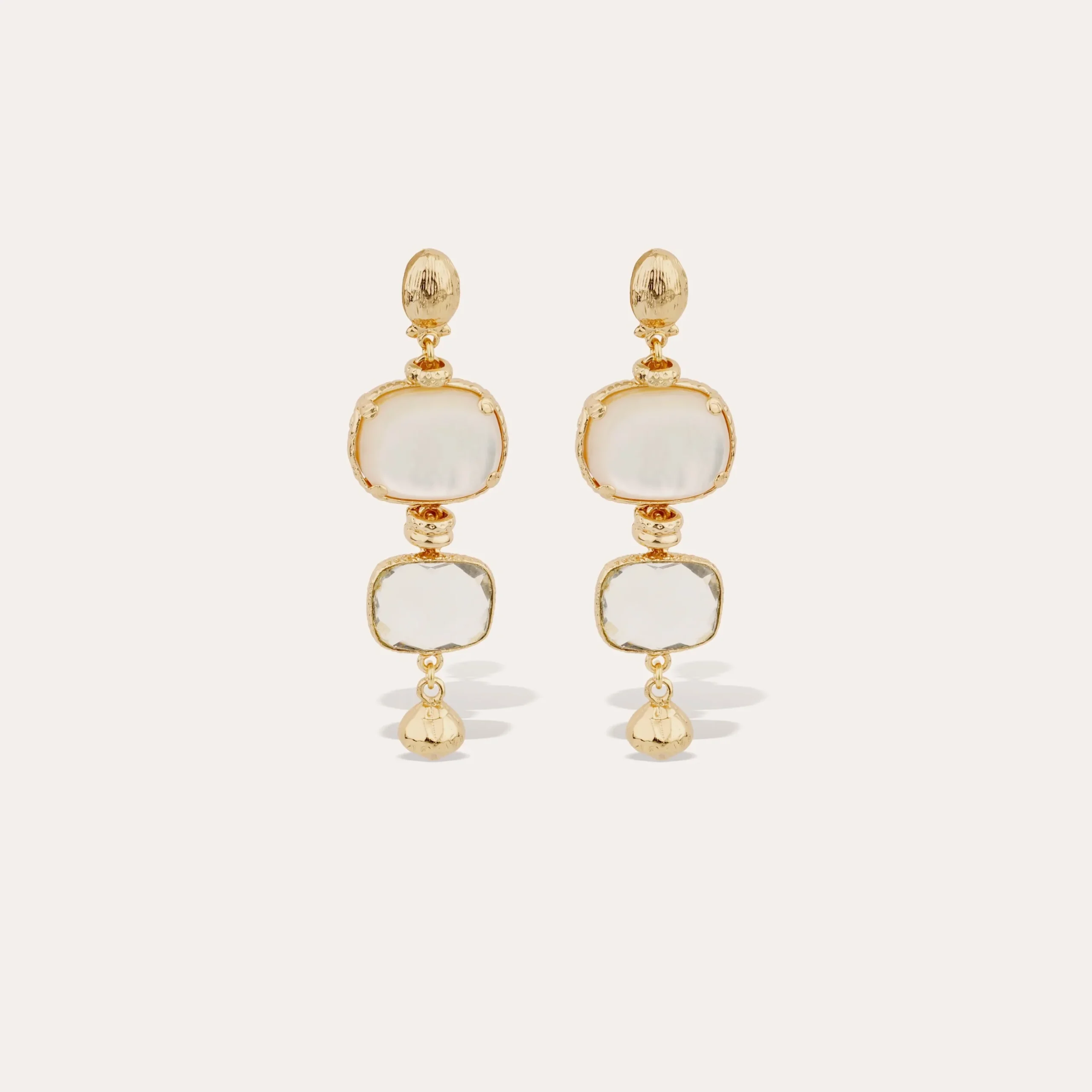 Boucles d'oreilles Silène petit modèle - Nacre blanche & Cristal