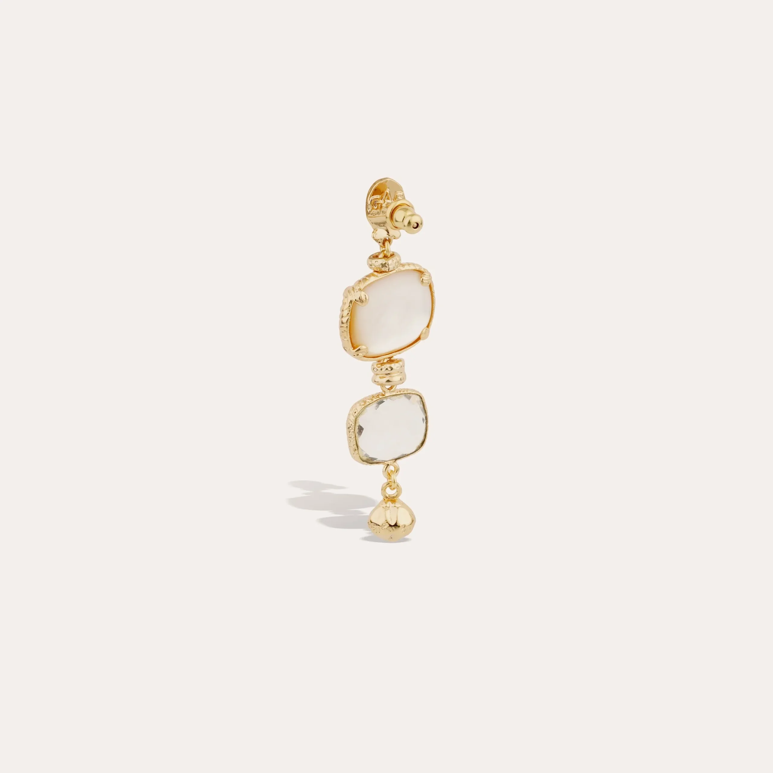 Boucles d'oreilles Silène petit modèle - Nacre blanche & Cristal