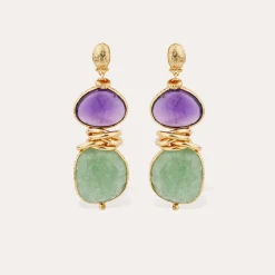 Boucles d'oreilles Sirena - Améthyste & Quartz vert
