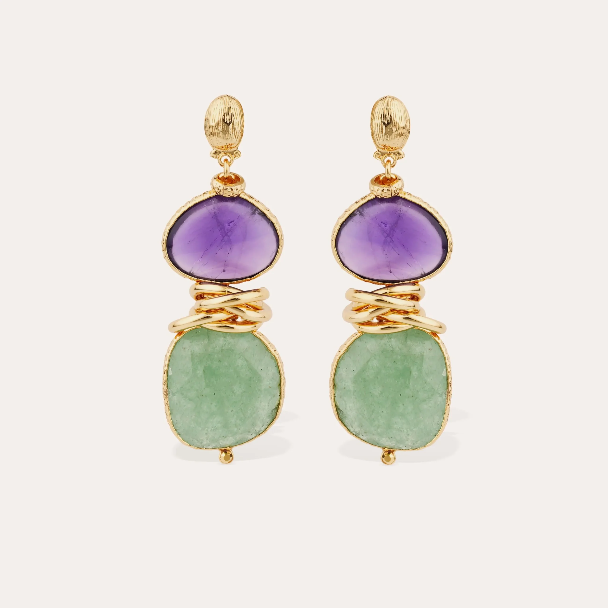 Boucles d'oreilles Sirena - Améthyste & Quartz vert