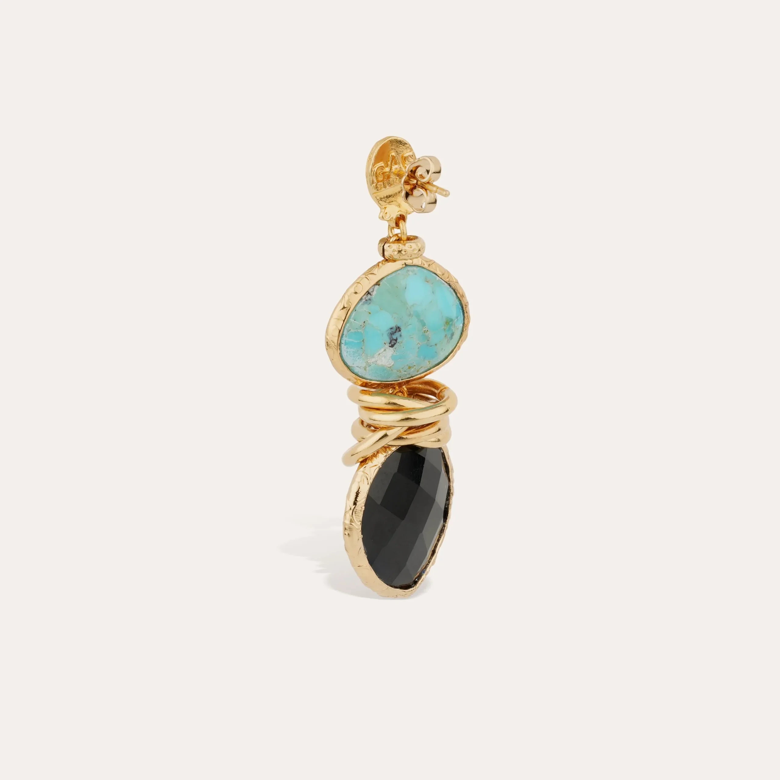 Boucles d'oreilles Sirena - Turquoise & Onyx noir