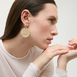 Boucles d'oreilles Sun Diva grand modèle - Nacre blanche