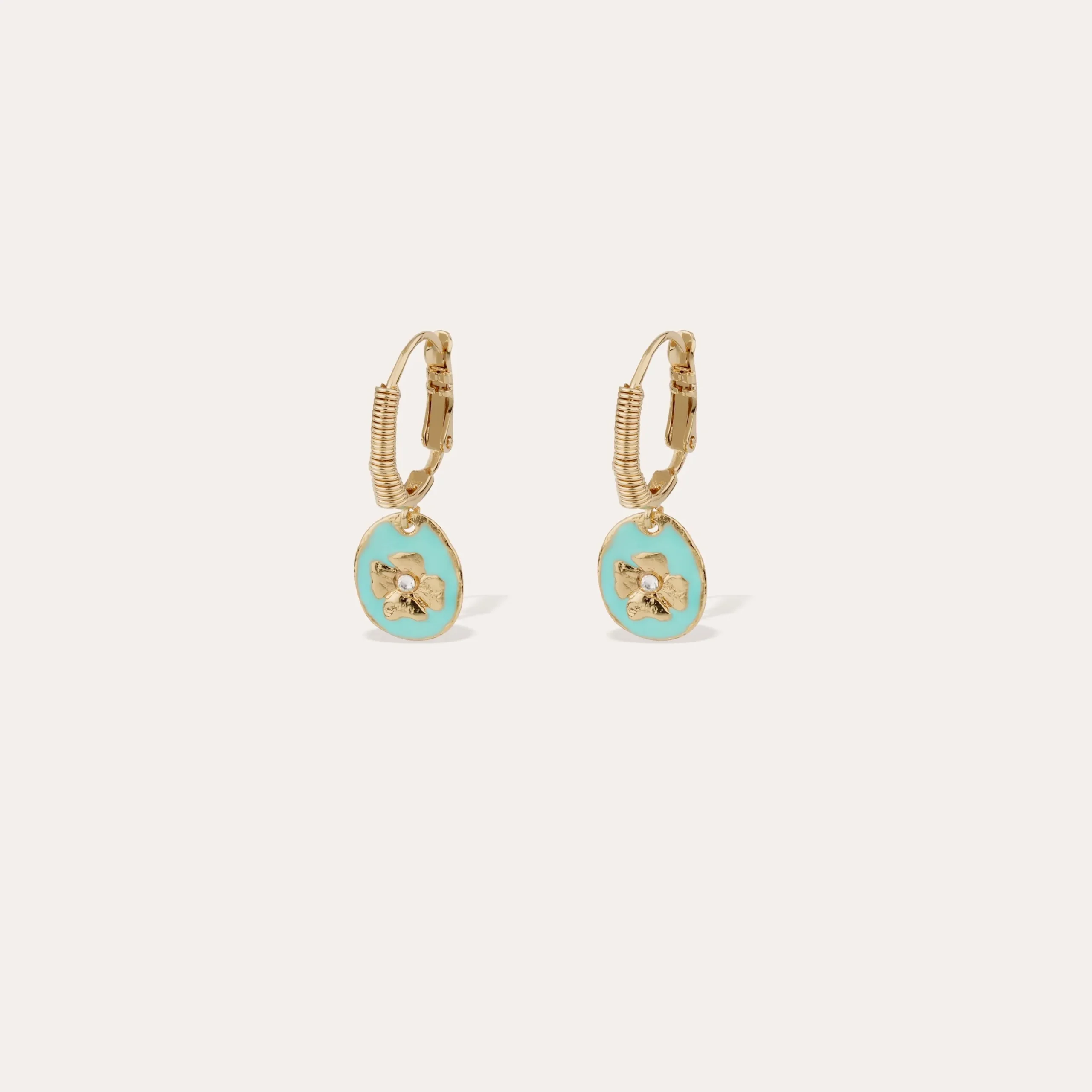 Boucles d'oreilles Tao Trèfle émail