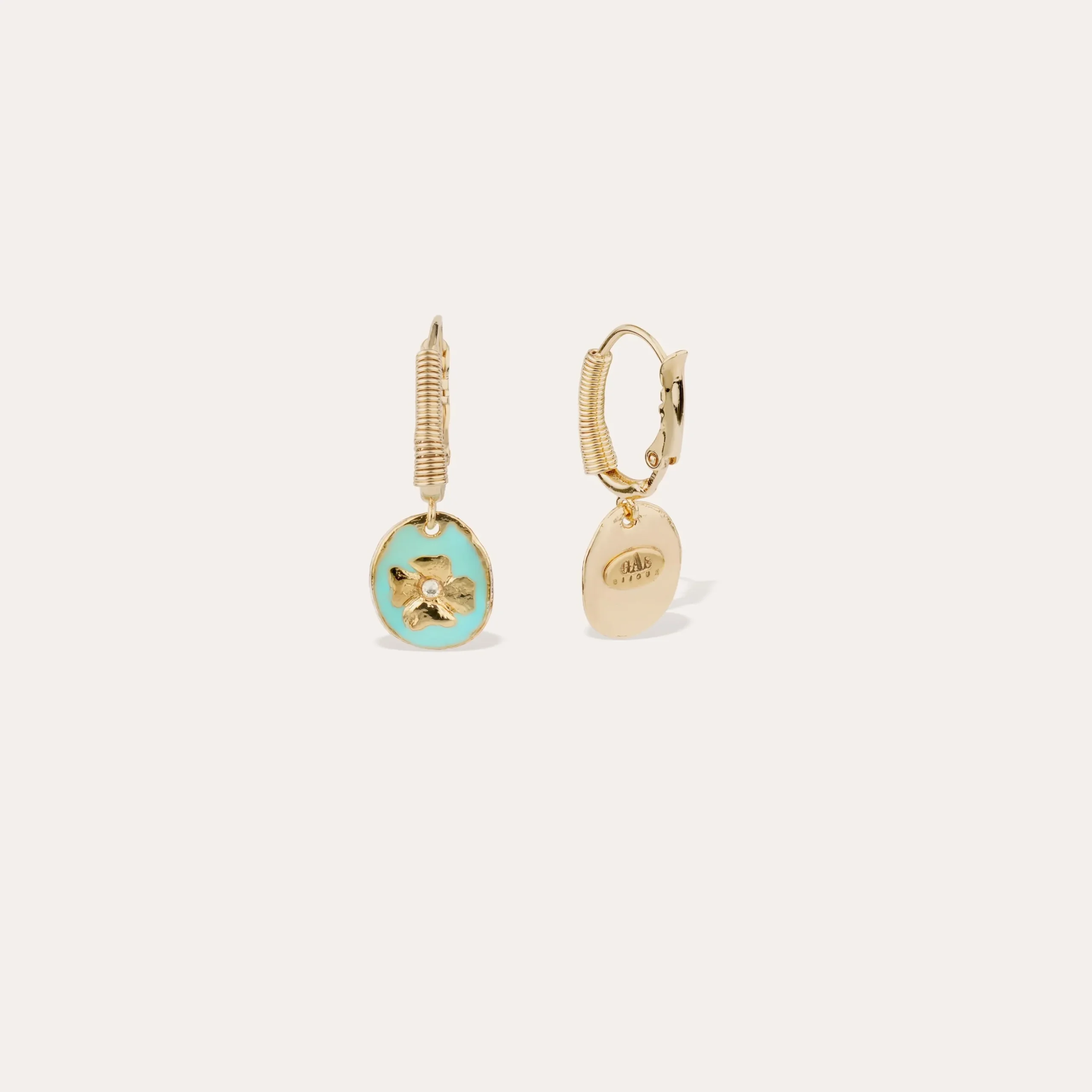 Boucles d'oreilles Tao Trèfle émail