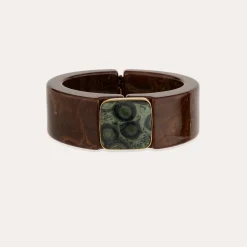 Bracelet Arty acétate - Marron & Jaspe Kambaba