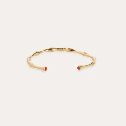 Bracelet Bambou cabochons jonc mini - Cornaline