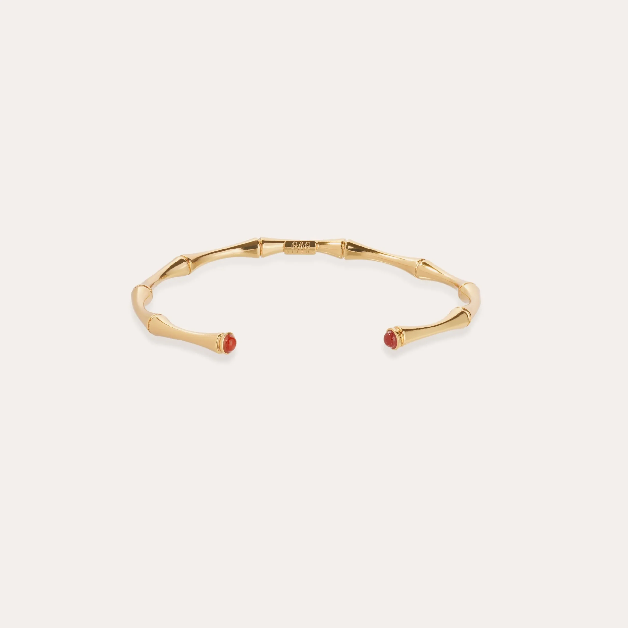 Bracelet Bambou cabochons jonc mini - Cornaline