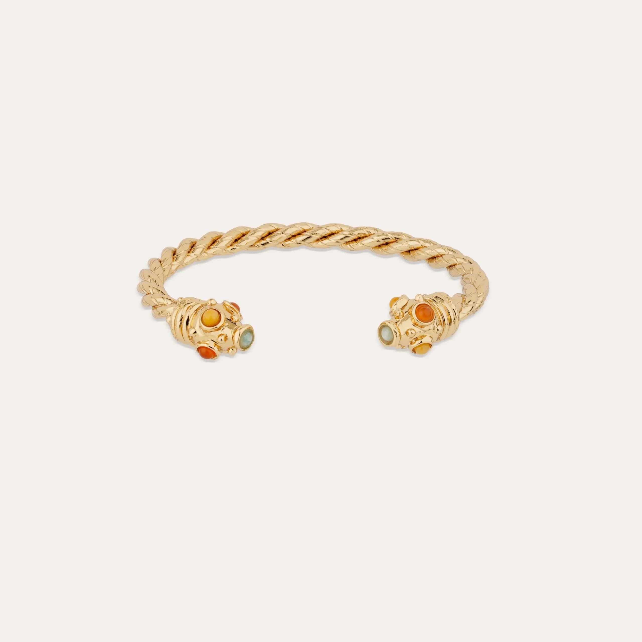 Bracelet jonc Amarante torsade - Amazonite & Cornaline