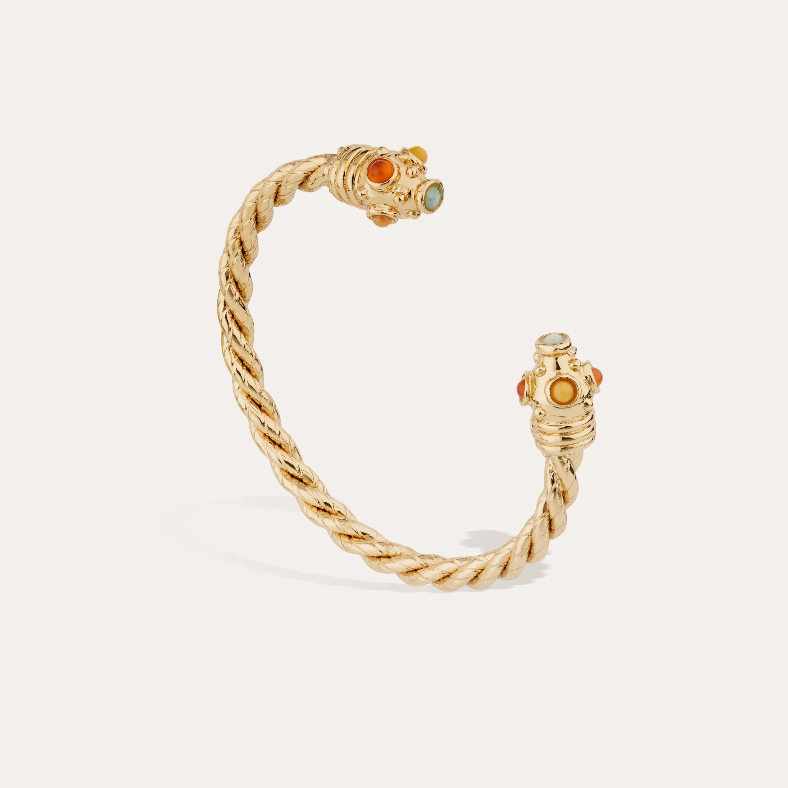 Bracelet jonc Amarante torsade - Amazonite & Cornaline