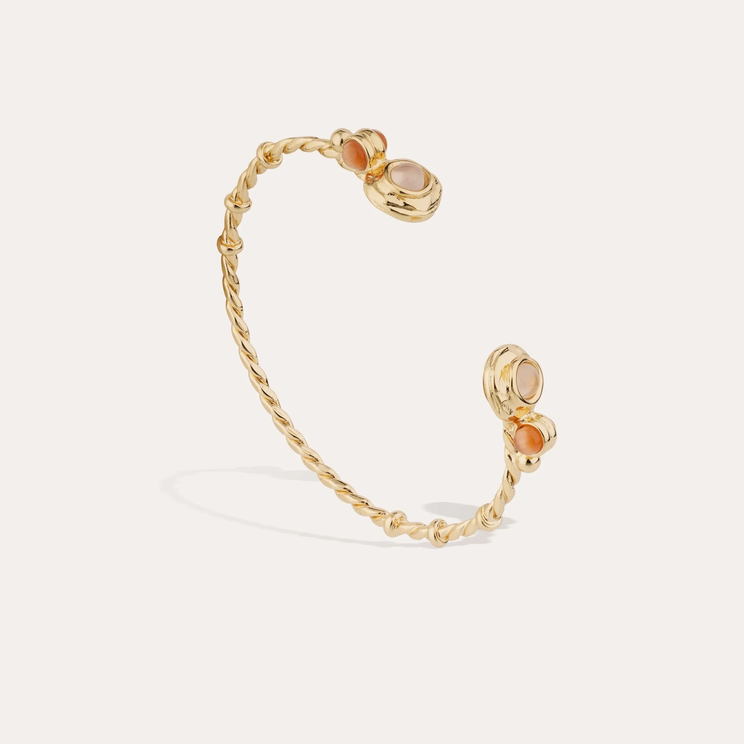 Bracelet jonc Amarante torsade mini - Quartz rose