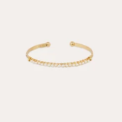 Bracelet Lyre jonc petit modèle - Nacre blanche