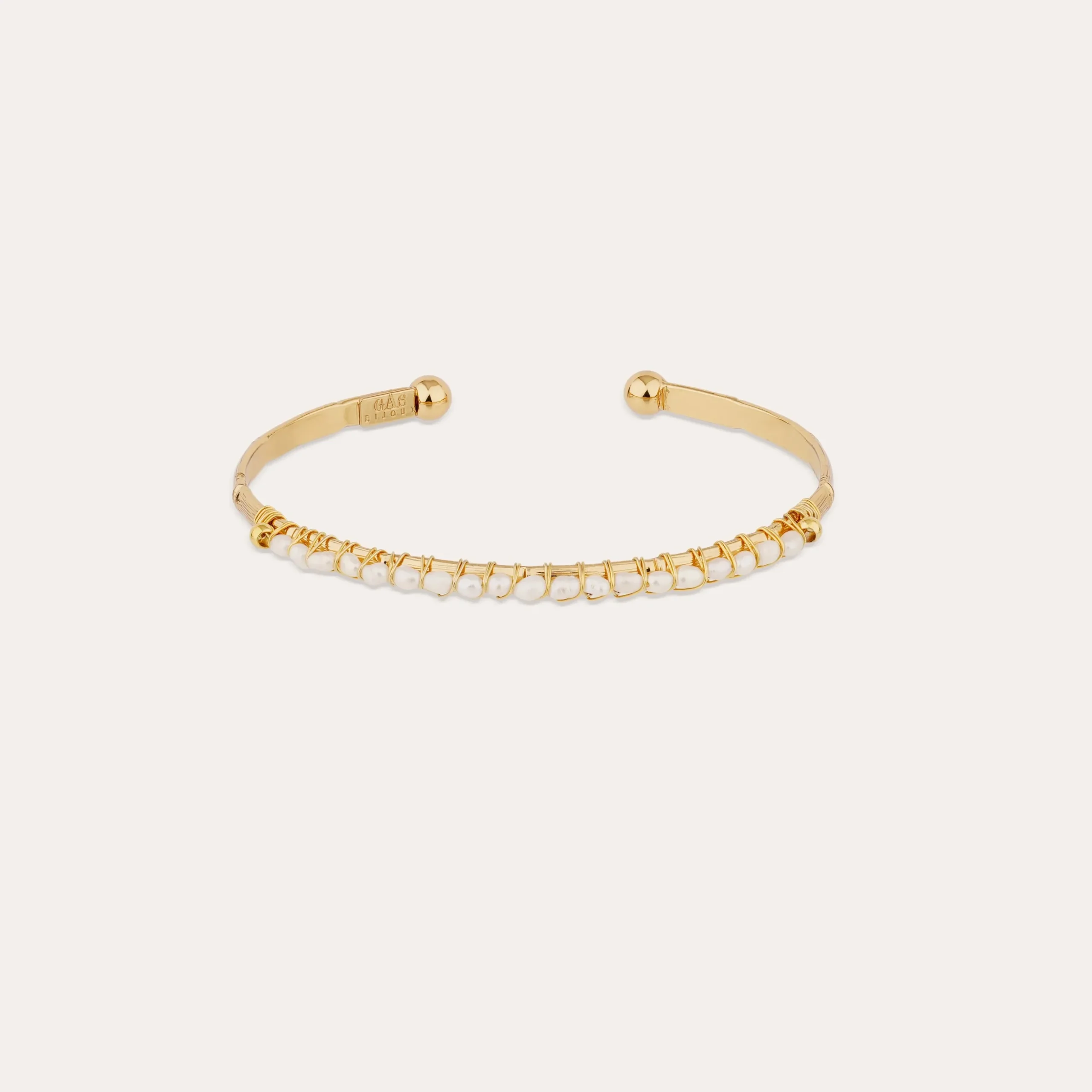 Bracelet Lyre jonc petit modèle - Nacre blanche