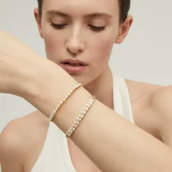 Bracelet Lyre jonc petit modèle - Nacre blanche