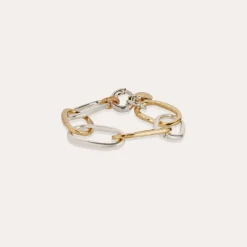 Bracelet Maille Ovale grand modèle bicolore
