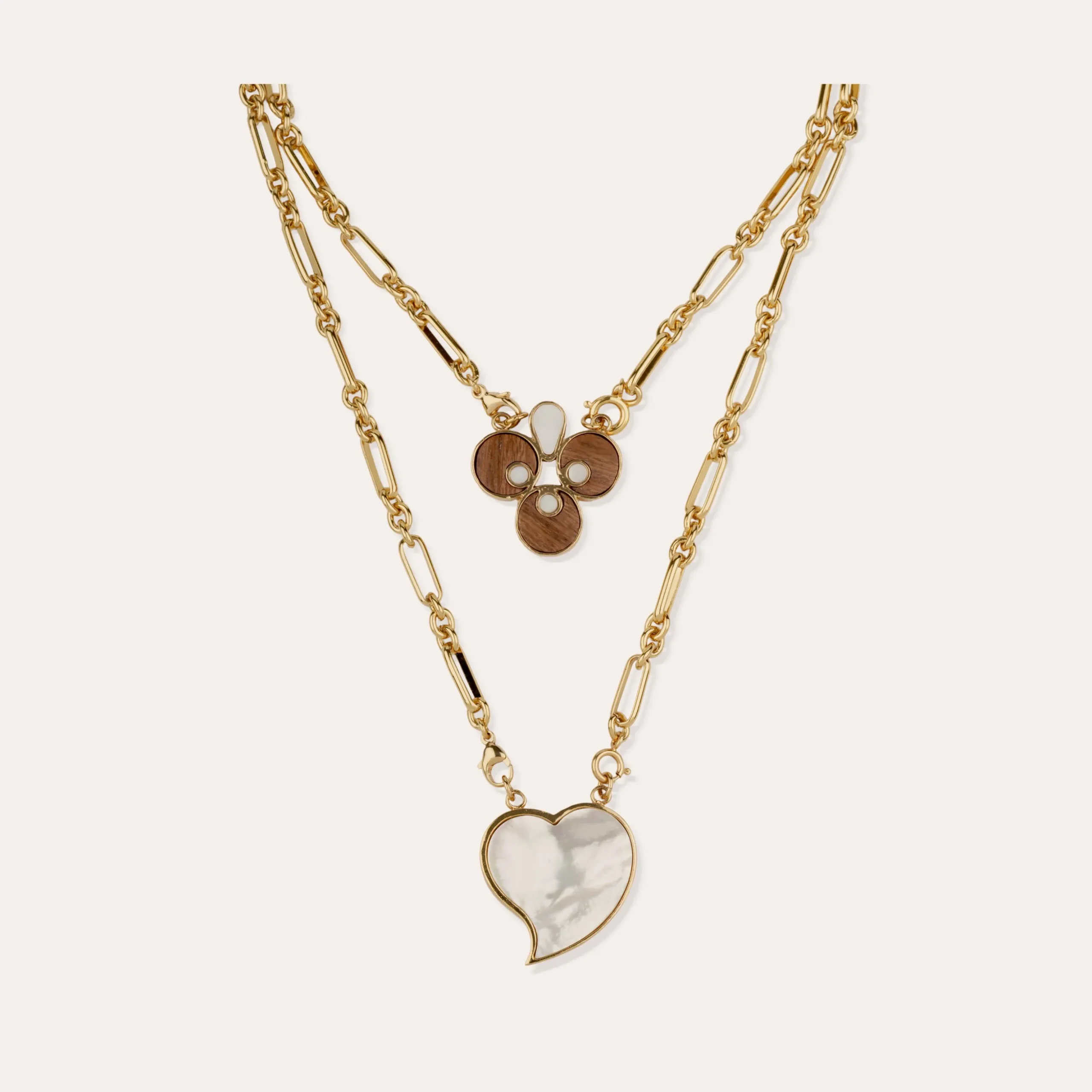 Collier Scapulaire Mirage - Bois & Nacre Blanche