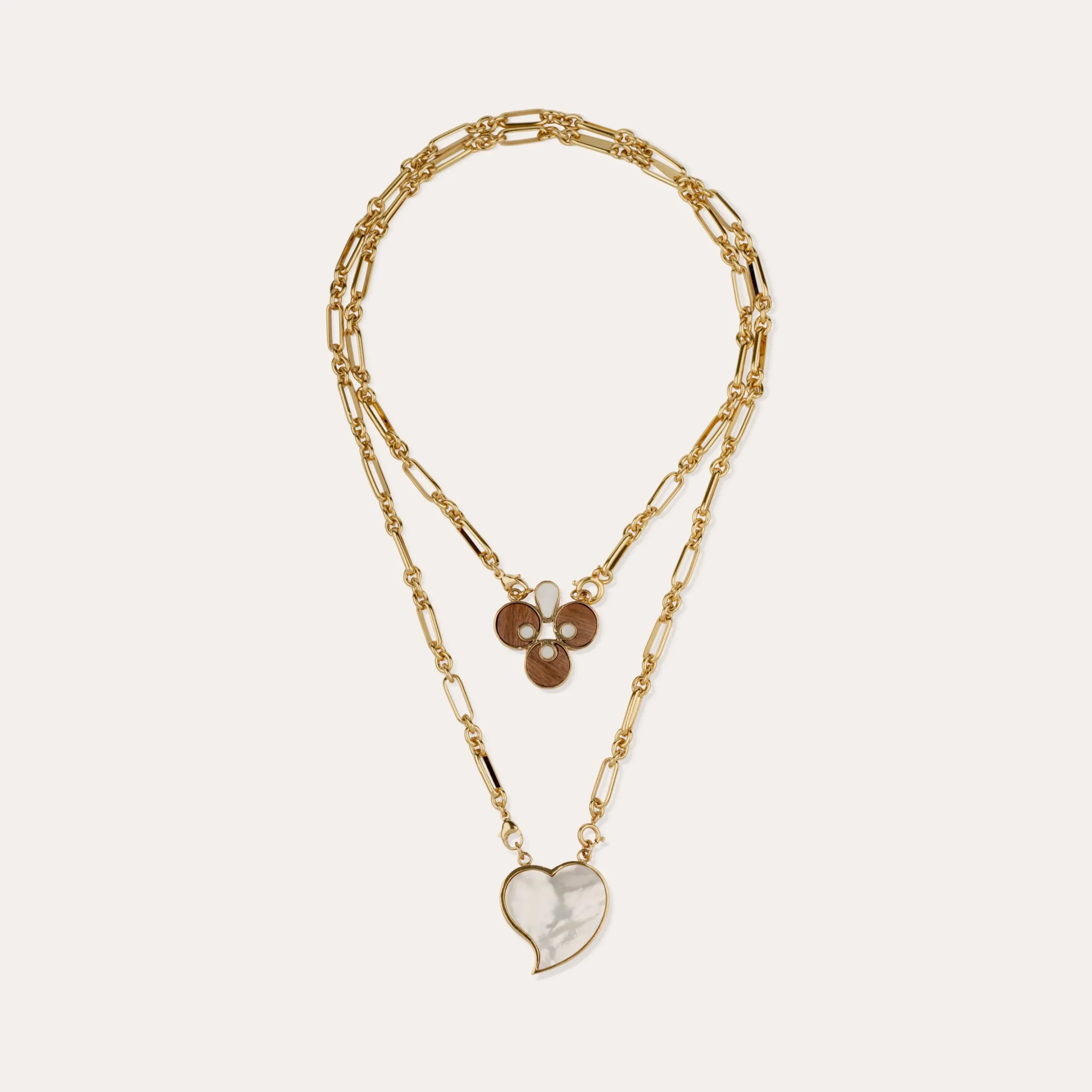 Collier Scapulaire Mirage - Bois & Nacre Blanche