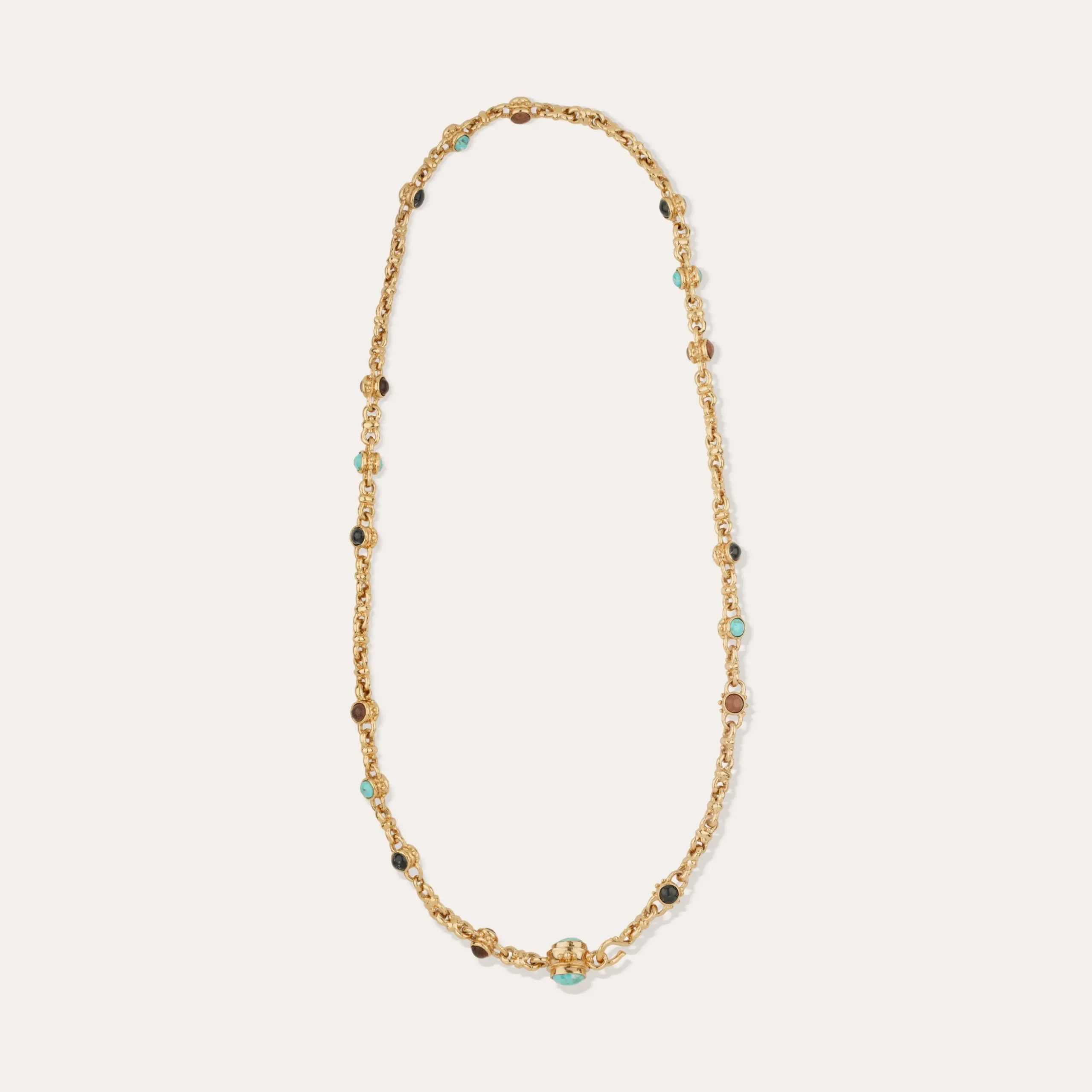 Sautoir Amarante multi - Turquoise, Bois & Basalt noir