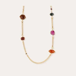 Sautoir Silene - Cornaline & Agate Verte